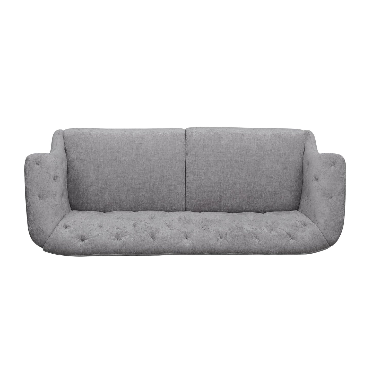 Light Grey Velvet Loveseat Flared Arms Tufted Sofa with Deep Seat