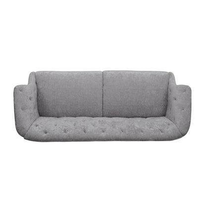 Light Grey Velvet Loveseat Flared Arms Tufted Sofa with Deep Seat