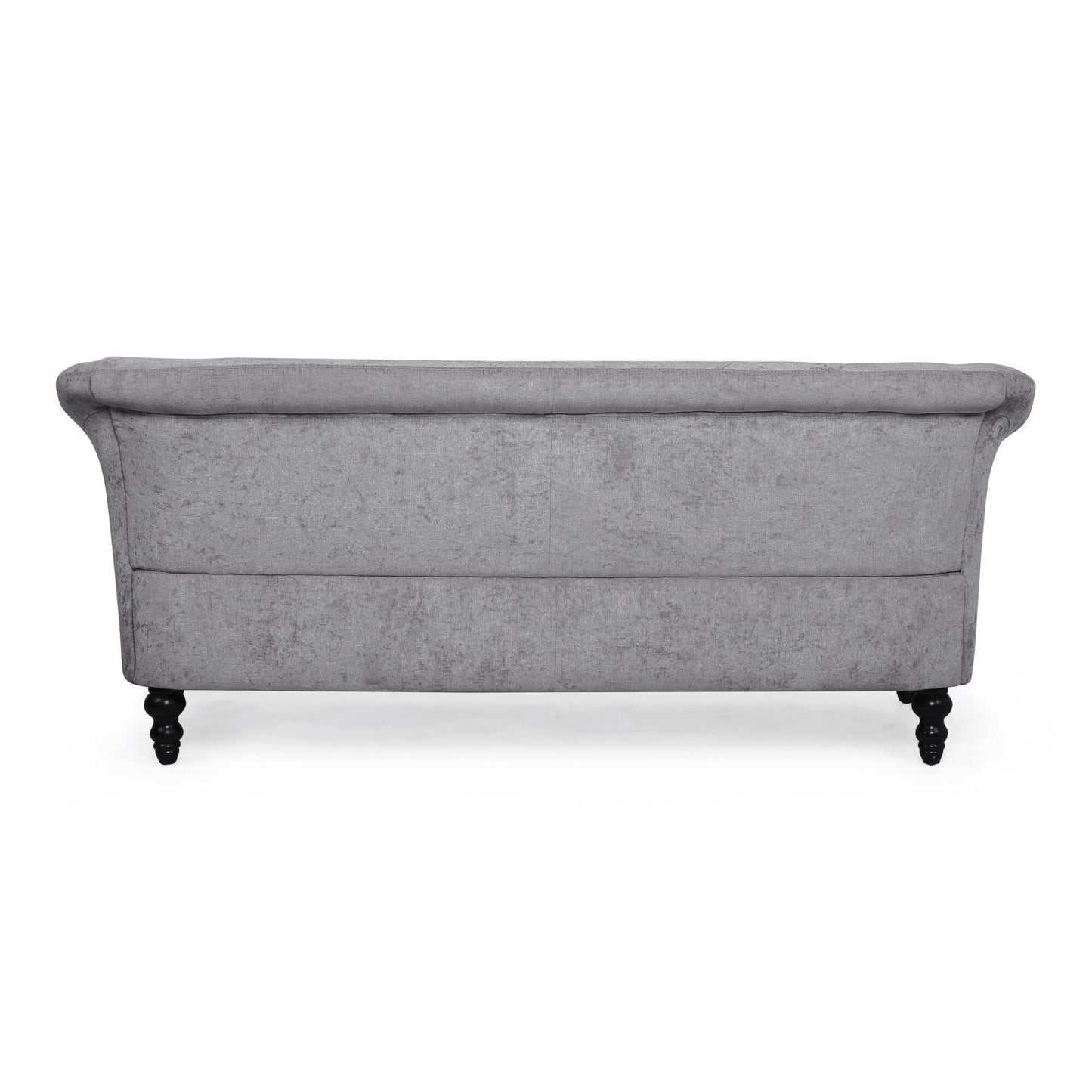 Light Grey Velvet Loveseat Flared Arms Tufted Sofa with Deep Seat