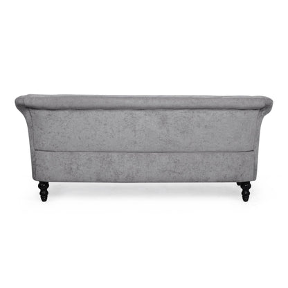 Light Grey Velvet Loveseat Flared Arms Tufted Sofa with Deep Seat