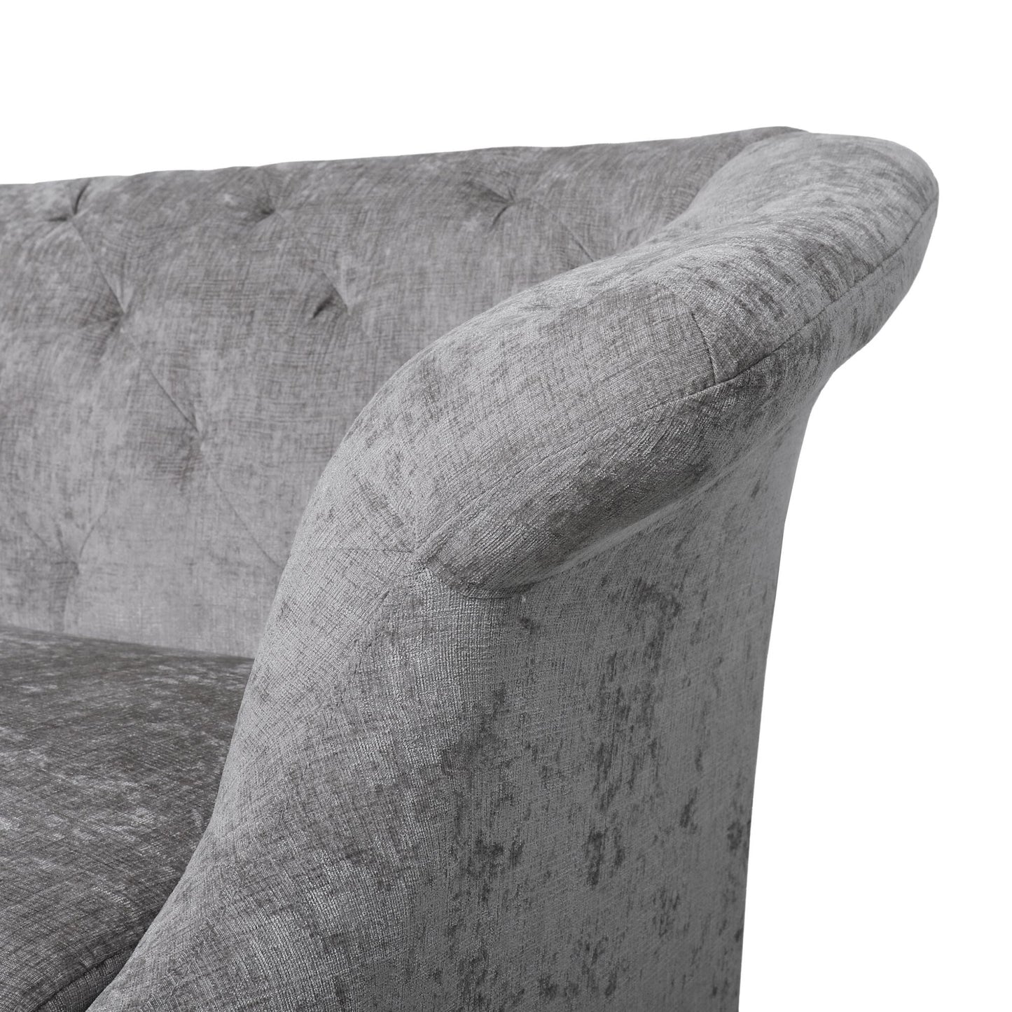Light Grey Velvet Loveseat Flared Arms Tufted Sofa with Deep Seat