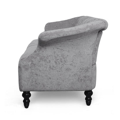 Light Grey Velvet Loveseat Flared Arms Tufted Sofa with Deep Seat