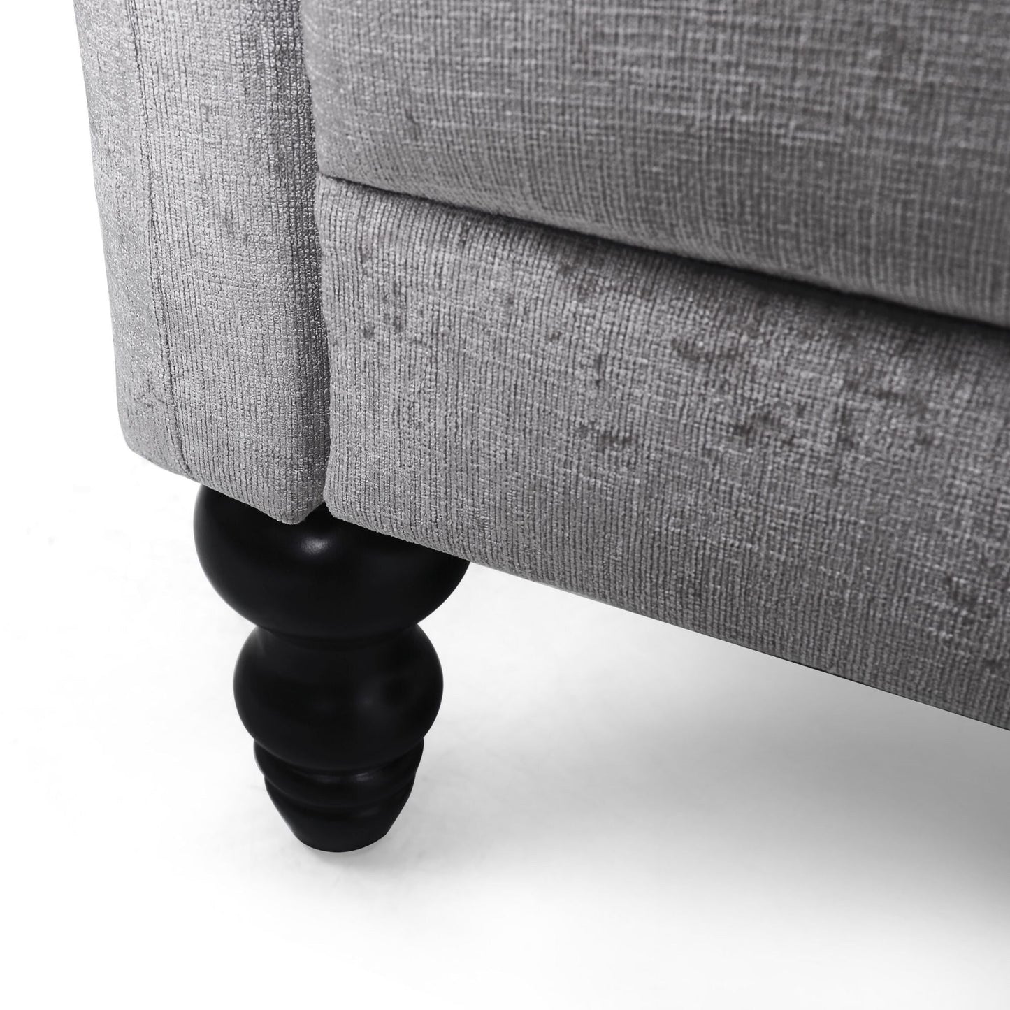 Light Grey Velvet Loveseat Flared Arms Tufted Sofa with Deep Seat