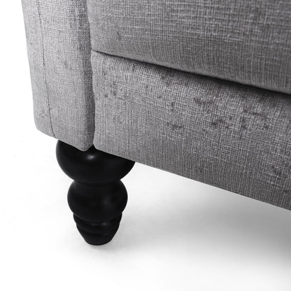 Light Grey Velvet Loveseat Flared Arms Tufted Sofa with Deep Seat