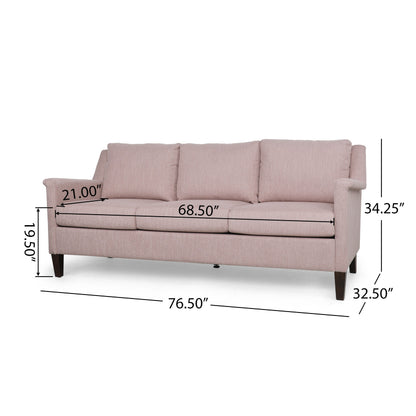 Light Pink 3-seater Sofa with Birch Wood Legs and Plush Seating