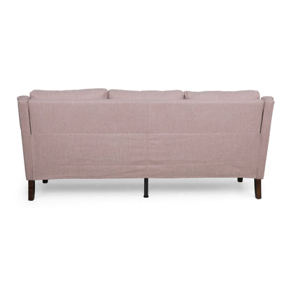 Light Pink Modern 76.5 3-seater Sofa with Birch Wood Legs and Plush Seating for Living Room