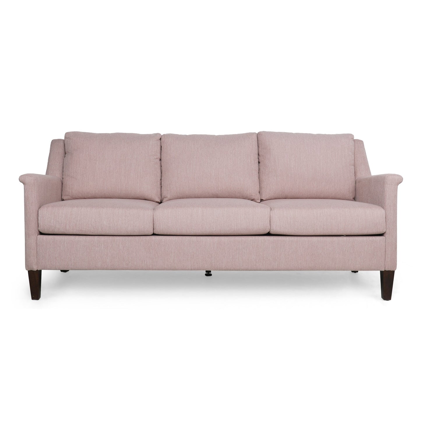 Light Pink Modern 76.5 3-seater Sofa with Birch Wood Legs and Plush Seating for Living Room