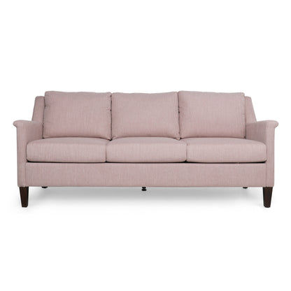 Light Pink Modern 76.5 3-seater Sofa with Birch Wood Legs and Plush Seating for Living Room