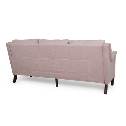 Light Pink Modern 76.5 3-seater Sofa with Birch Wood Legs and Plush Seating for Living Room