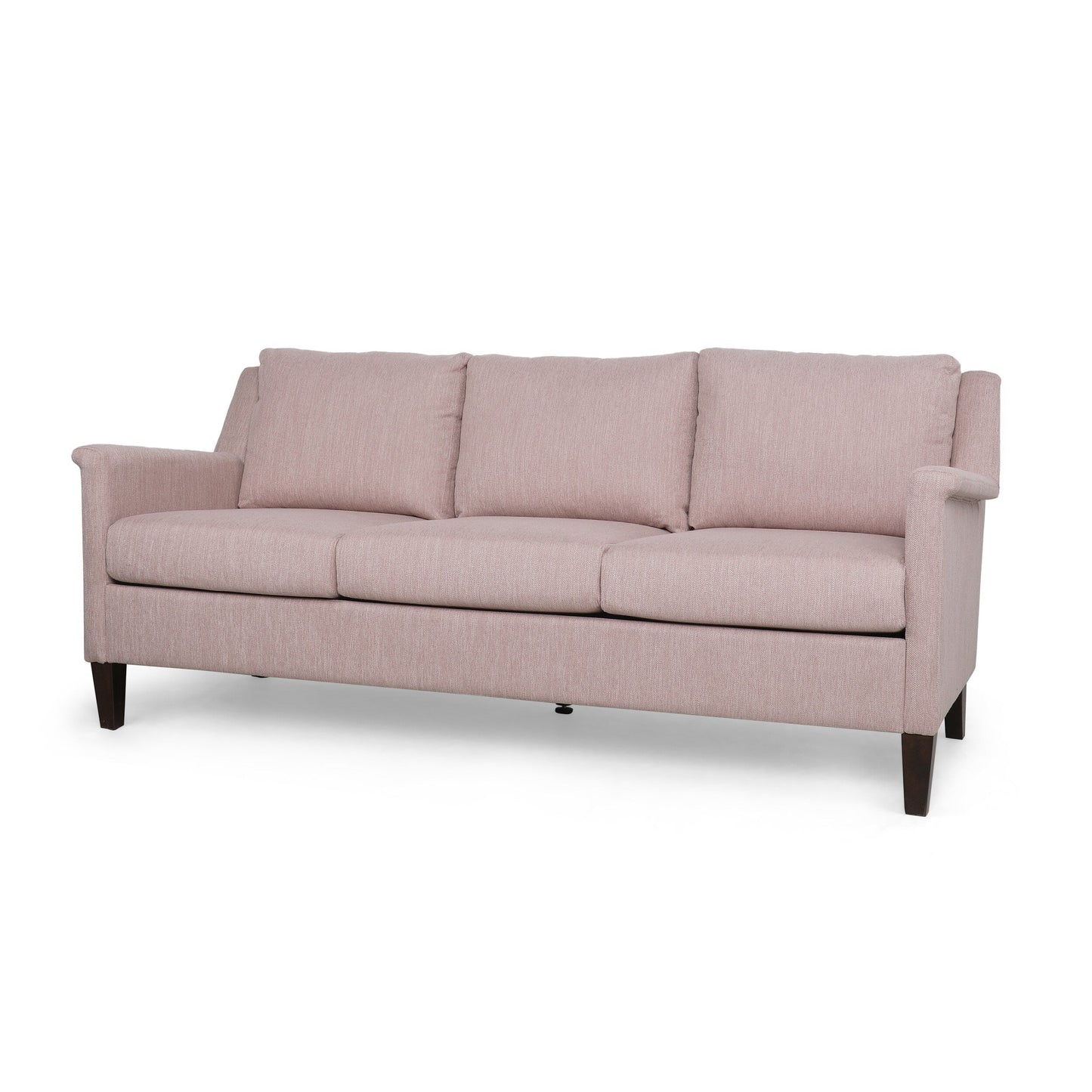 Light Pink Modern 76.5 3-seater Sofa with Birch Wood Legs and Plush Seating for Living Room