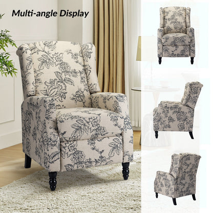 Damaris Mid-Century Modern Manual Pushback Recliner with Wingback Design by HULALA HOME