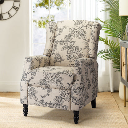 Damaris Mid-Century Modern Manual Pushback Recliner with Wingback Design by HULALA HOME