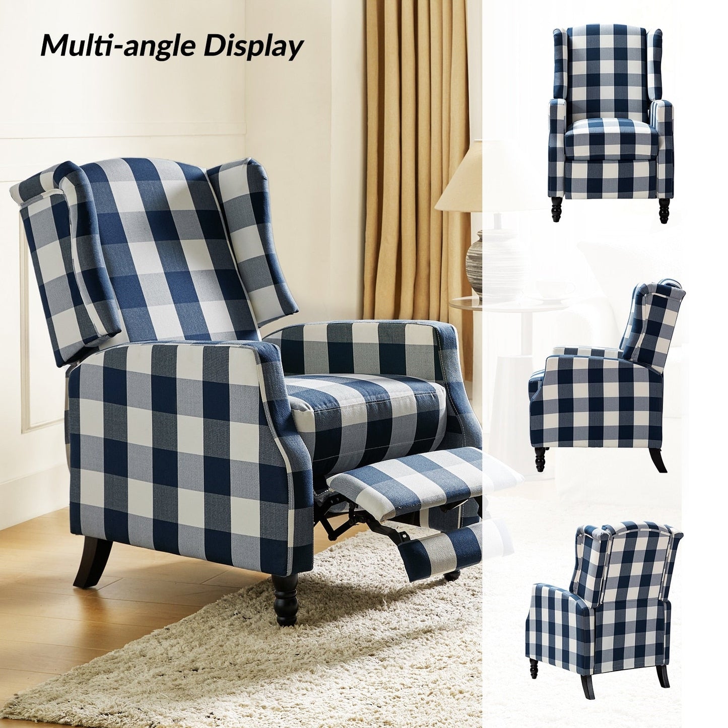 Damaris Mid-Century Modern Manual Pushback Recliner with Wingback Design by HULALA HOME