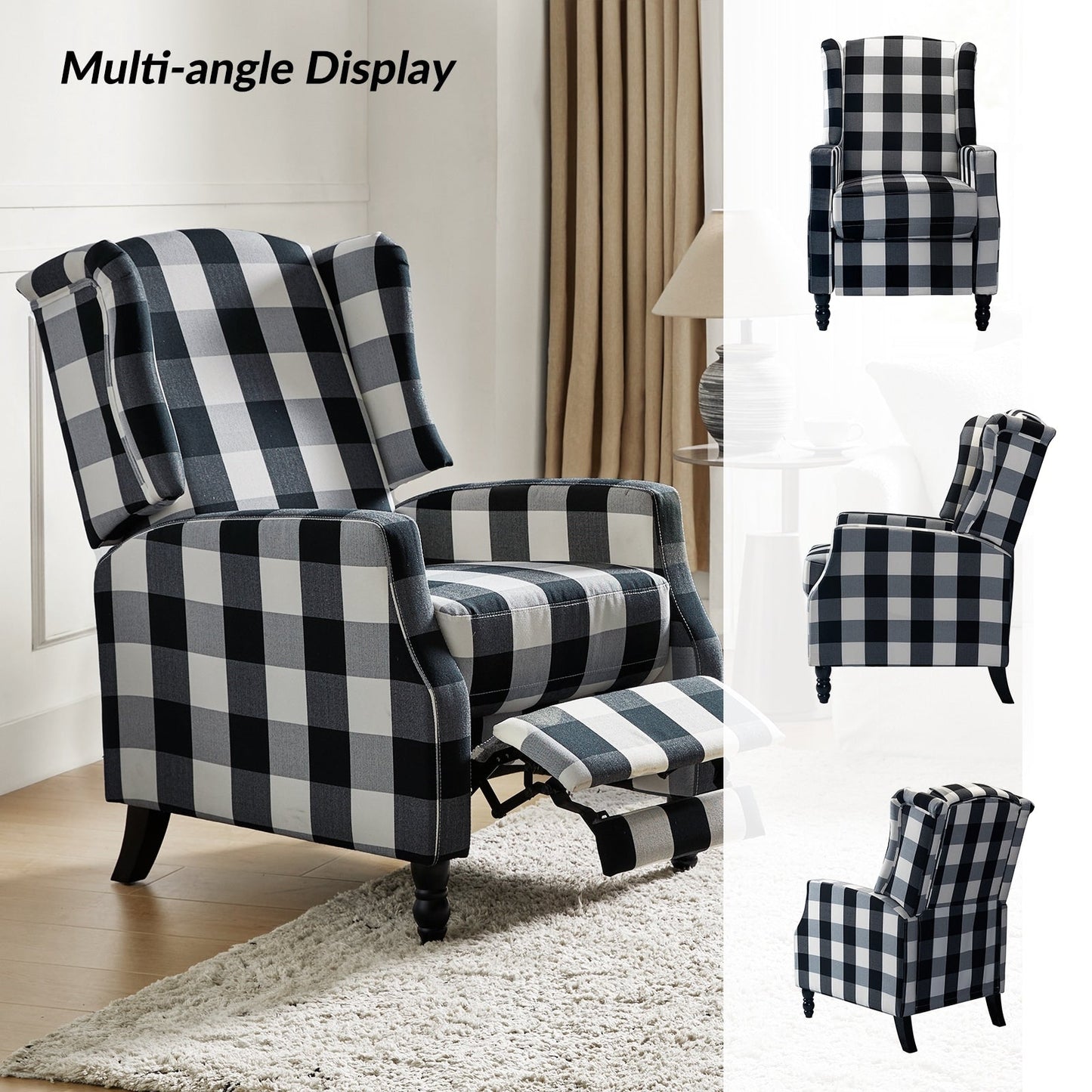 Damaris Mid-Century Modern Manual Pushback Recliner with Wingback Design by HULALA HOME