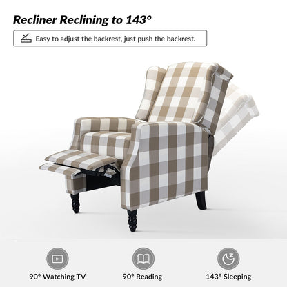 Damaris Mid-Century Modern Manual Pushback Recliner with Wingback Design by HULALA HOME