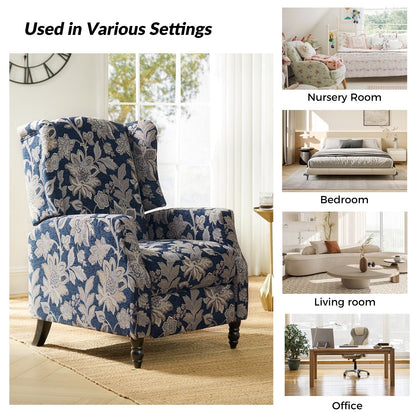 Damaris Mid-Century Modern Manual Pushback Recliner with Wingback Design by HULALA HOME