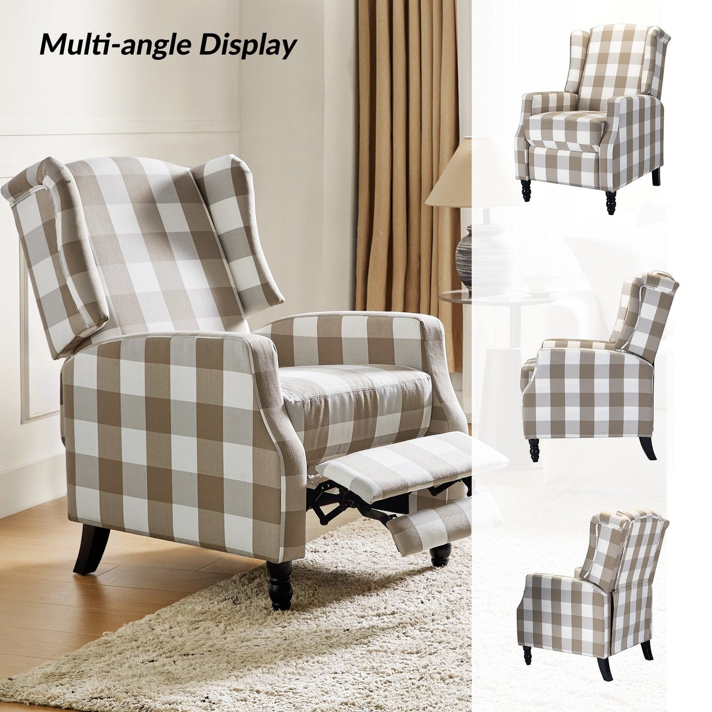 Damaris Mid-Century Modern Manual Pushback Recliner with Wingback Design by HULALA HOME