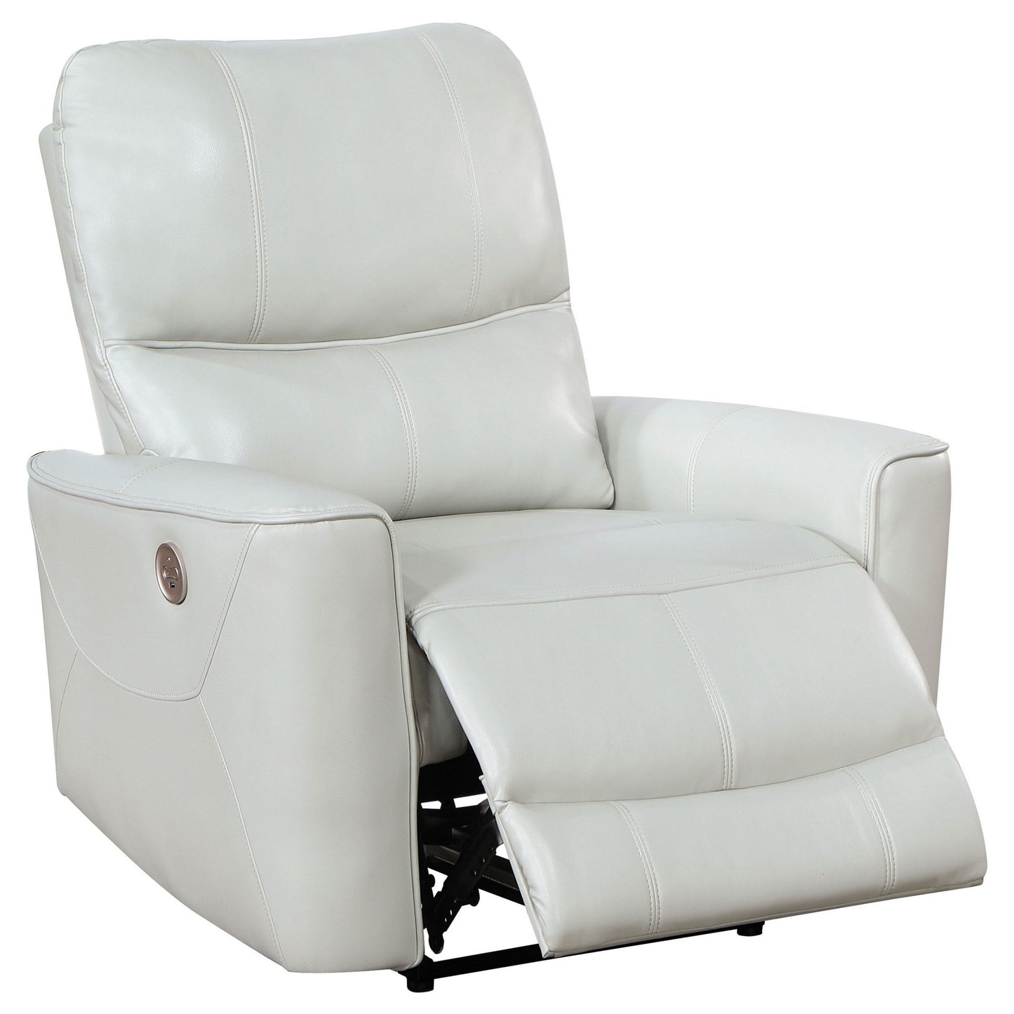 Lima Power Recliner Chair, Ivory Faux Leather, USB Port, Foam Cushions
