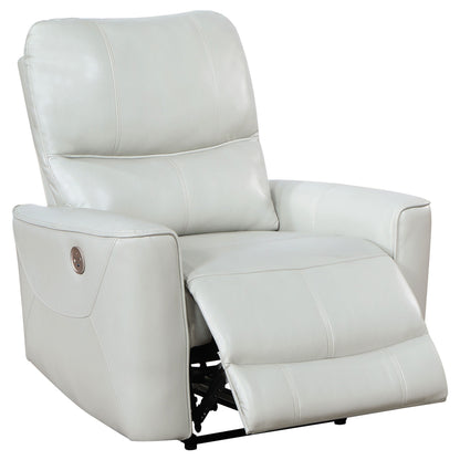 Lima Power Recliner Chair, Ivory Faux Leather, USB Port, Foam Cushions