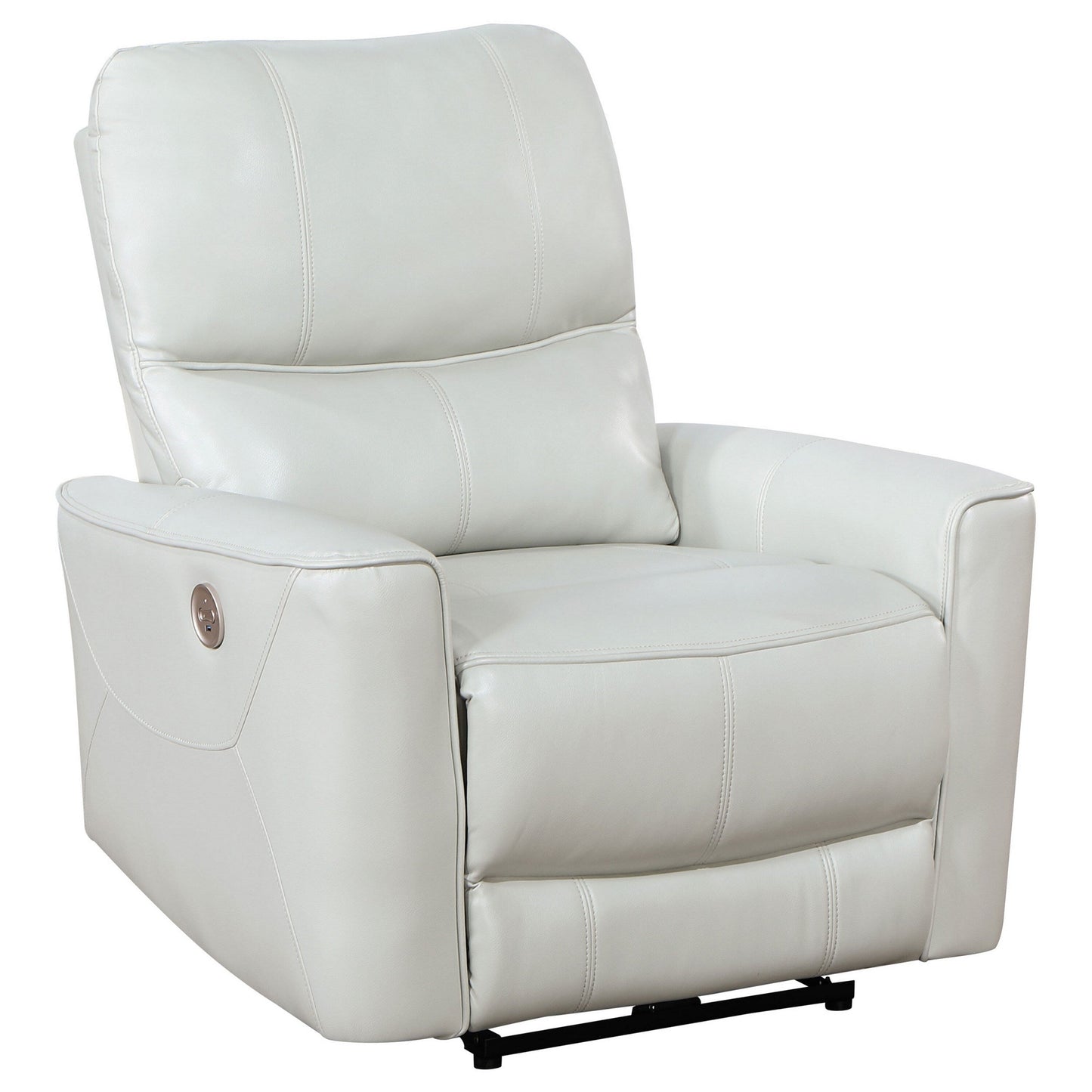 Lima Power Recliner Chair, Ivory Faux Leather, USB Port, Foam Cushions