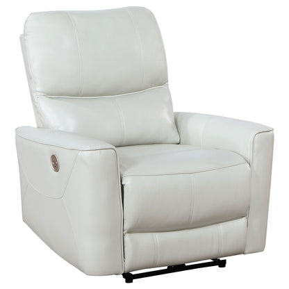 Lima Power Recliner Chair, Ivory Faux Leather, USB Port, Foam Cushions
