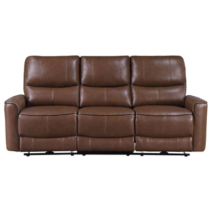 Lima Power Recliner Sofa, Brown Faux Leather, USB Port, Cushions, 83 Inch