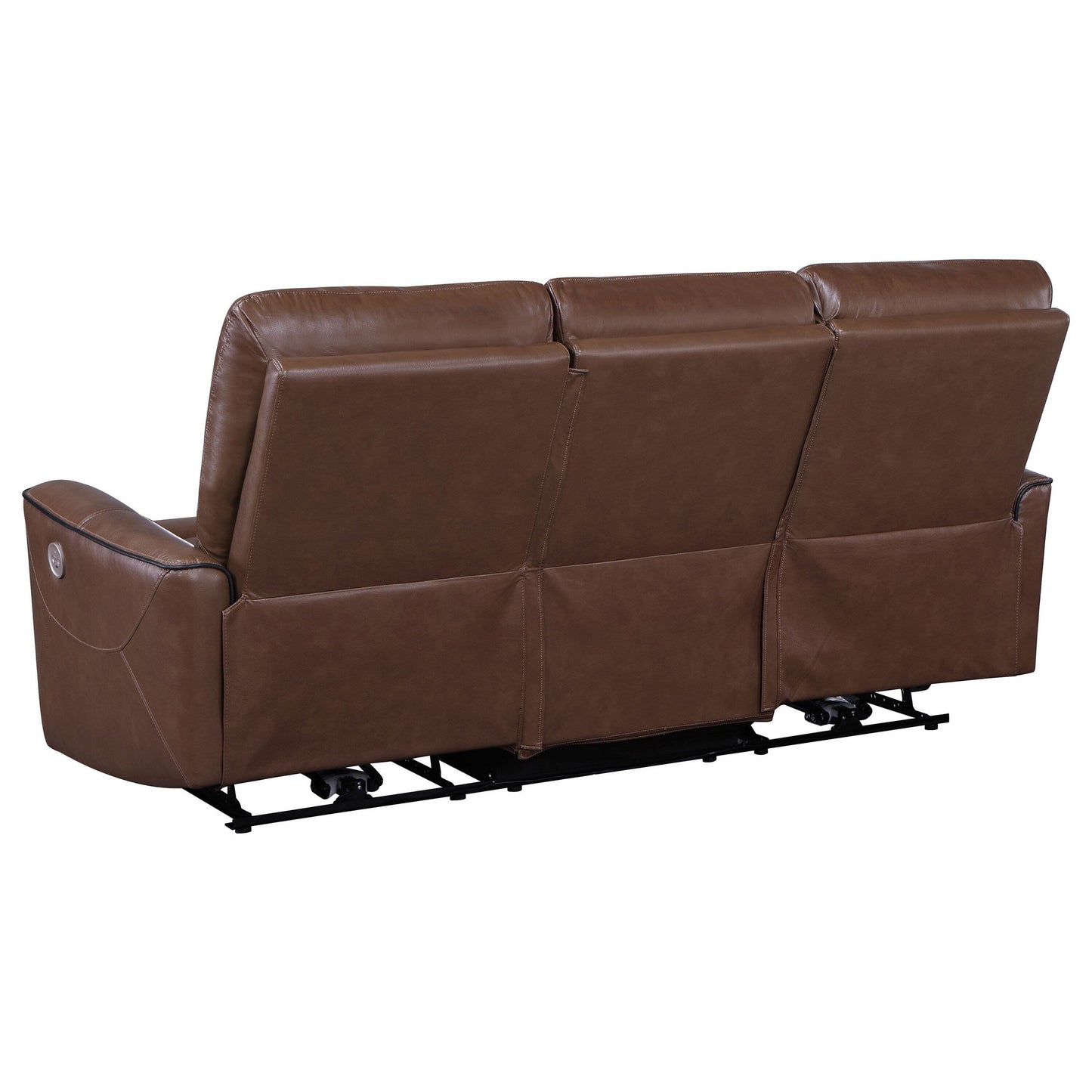 Lima Power Recliner Sofa, Brown Faux Leather, USB Port, Cushions, 83 Inch