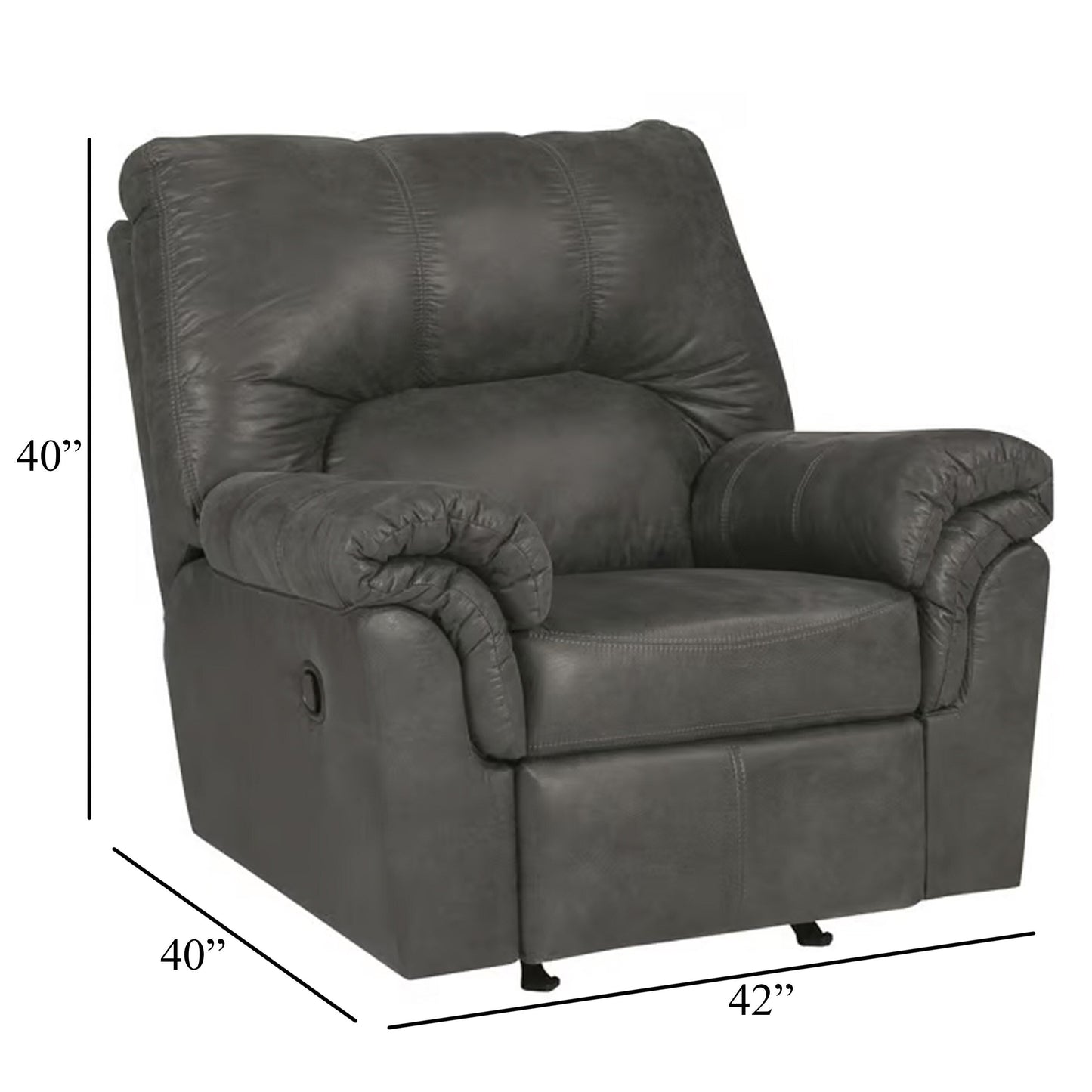 Limu Accent Manual Recliner Chair, Plush Classic Gray Faux Leather