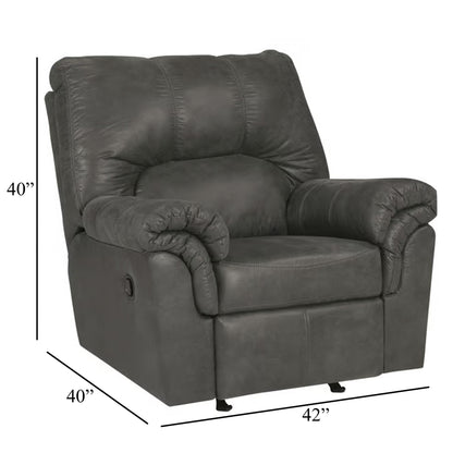 Limu Accent Manual Recliner Chair, Plush Classic Gray Faux Leather
