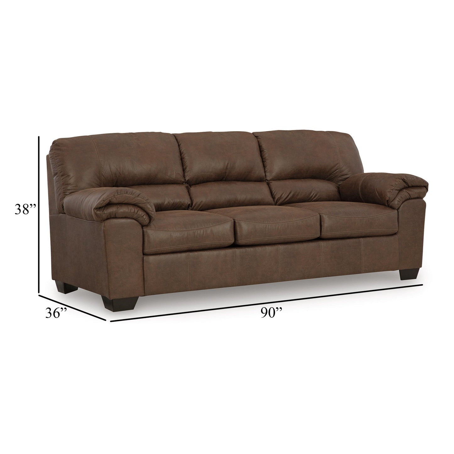 Limu Sofa Sleeper with Full Size Pull Out Mattress, Brown Faux Leather