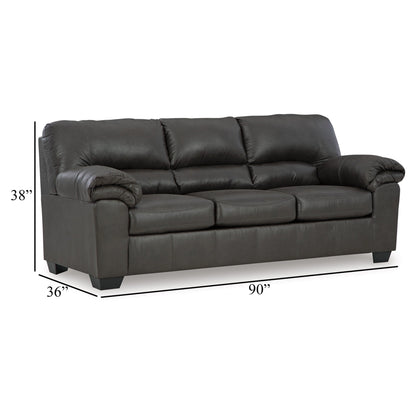 Limu Sofa, 90 Inch, Soft Pillow Top Armrests, Rich Gray Faux Leather
