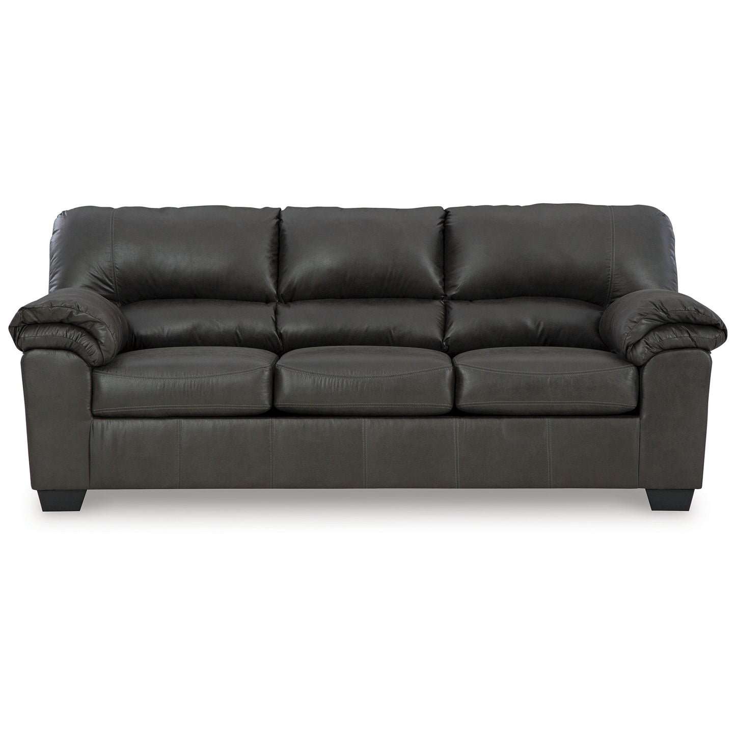 Limu Sofa, 90 Inch, Soft Pillow Top Armrests, Rich Gray Faux Leather