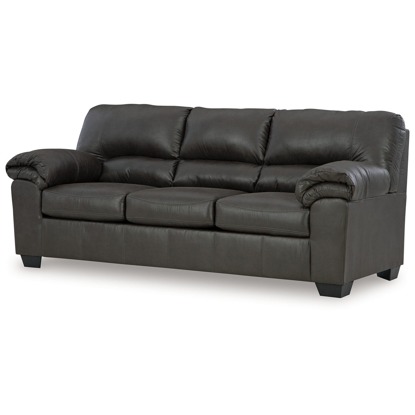 Limu Sofa, 90 Inch, Soft Pillow Top Armrests, Rich Gray Faux Leather