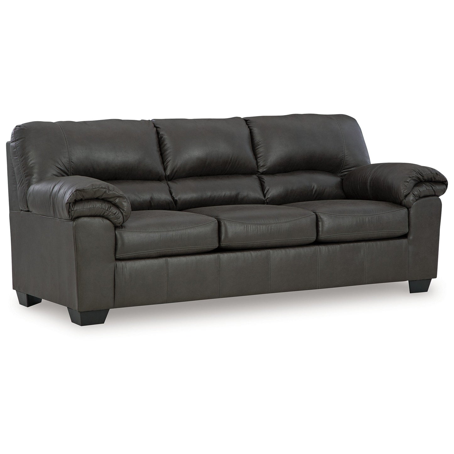 Limu Sofa, 90 Inch, Soft Pillow Top Armrests, Rich Gray Faux Leather