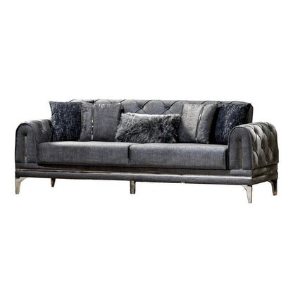Lincove Velvet Upholstered Sofa - Durable Construction - Dark Grey