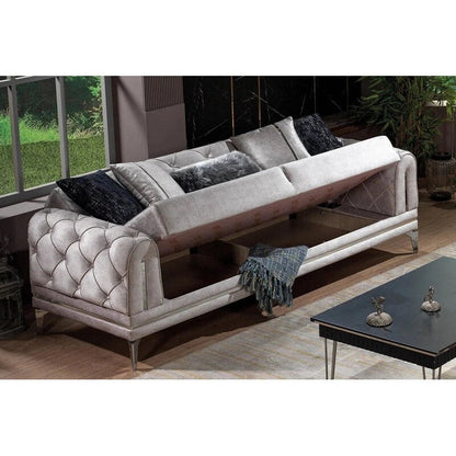 Lincove Velvet Upholstered Sofa - Durable Construction - Grey