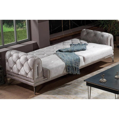 Lincove Velvet Upholstered Sofa - Durable Construction - Grey