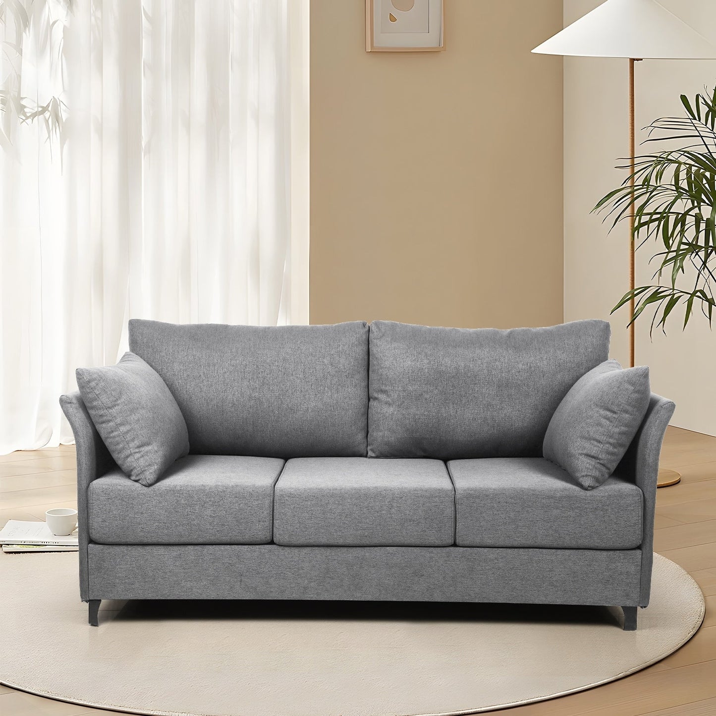 Linen 3-seater Detachable Sofa with Metal Frame