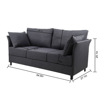 Linen 3-seater Detachable Sofa with Metal Frame