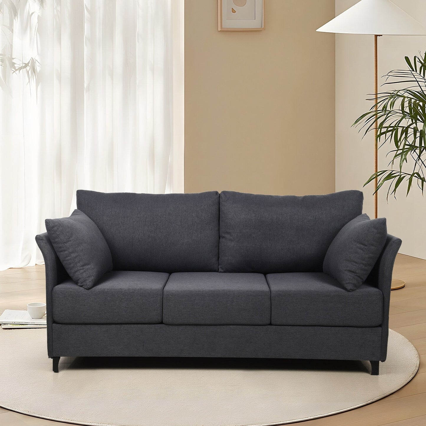 Linen 3-seater Detachable Sofa with Metal Frame