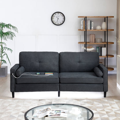 Linen 3-seater Sofa with LED Lights and USB Ports