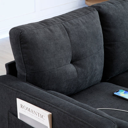 Linen 3-seater Sofa with LED Lights and USB Ports