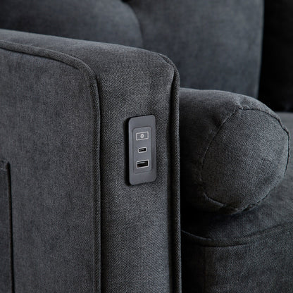 Linen 3-seater Sofa with LED Lights and USB Ports