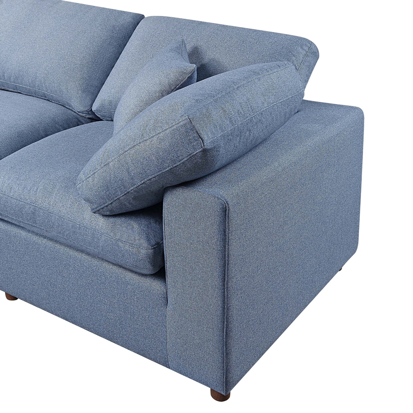 Linen 4-Seat Modular Sectional Sofa with Pillows