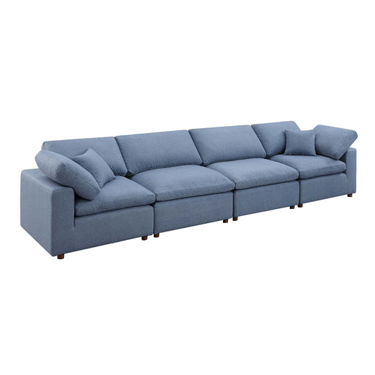 Linen 4-Seat Modular Sectional Sofa with Pillows