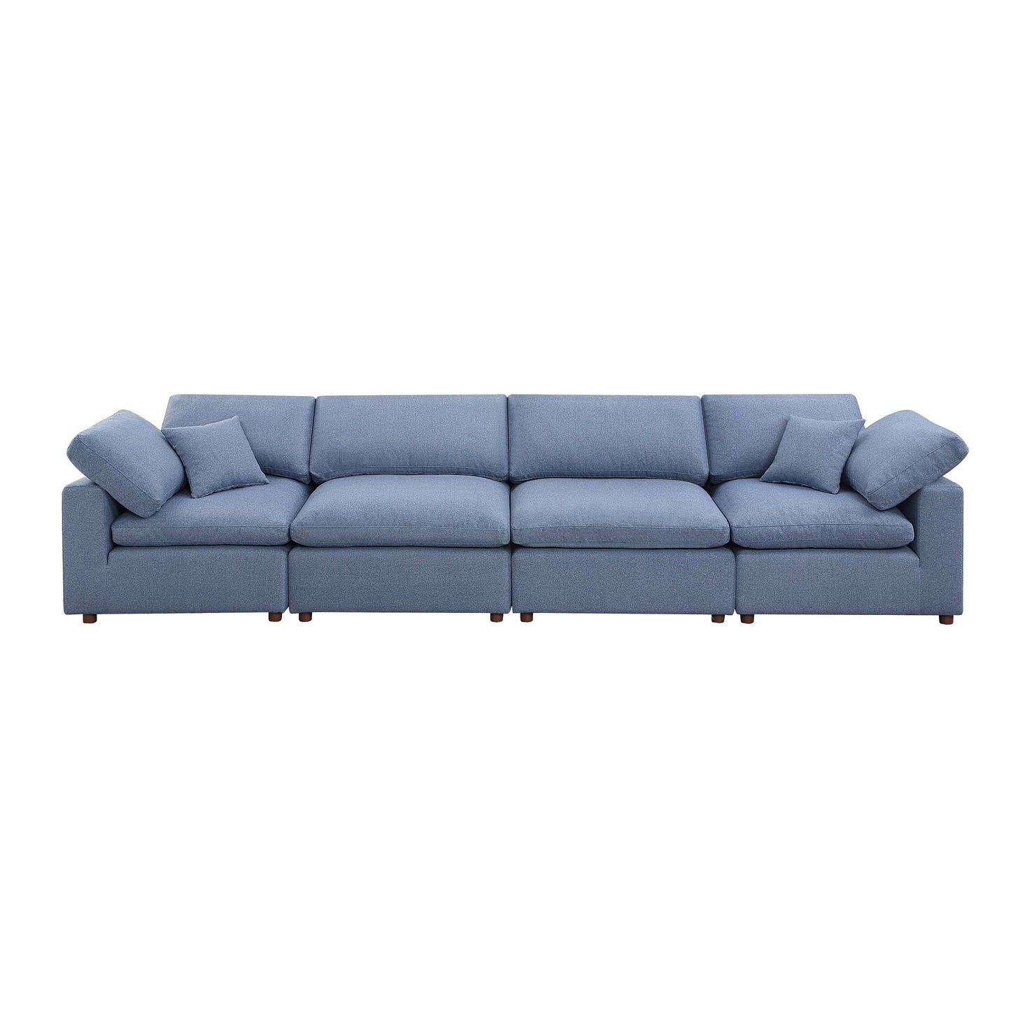 Linen 4-Seat Modular Sectional Sofa with Pillows
