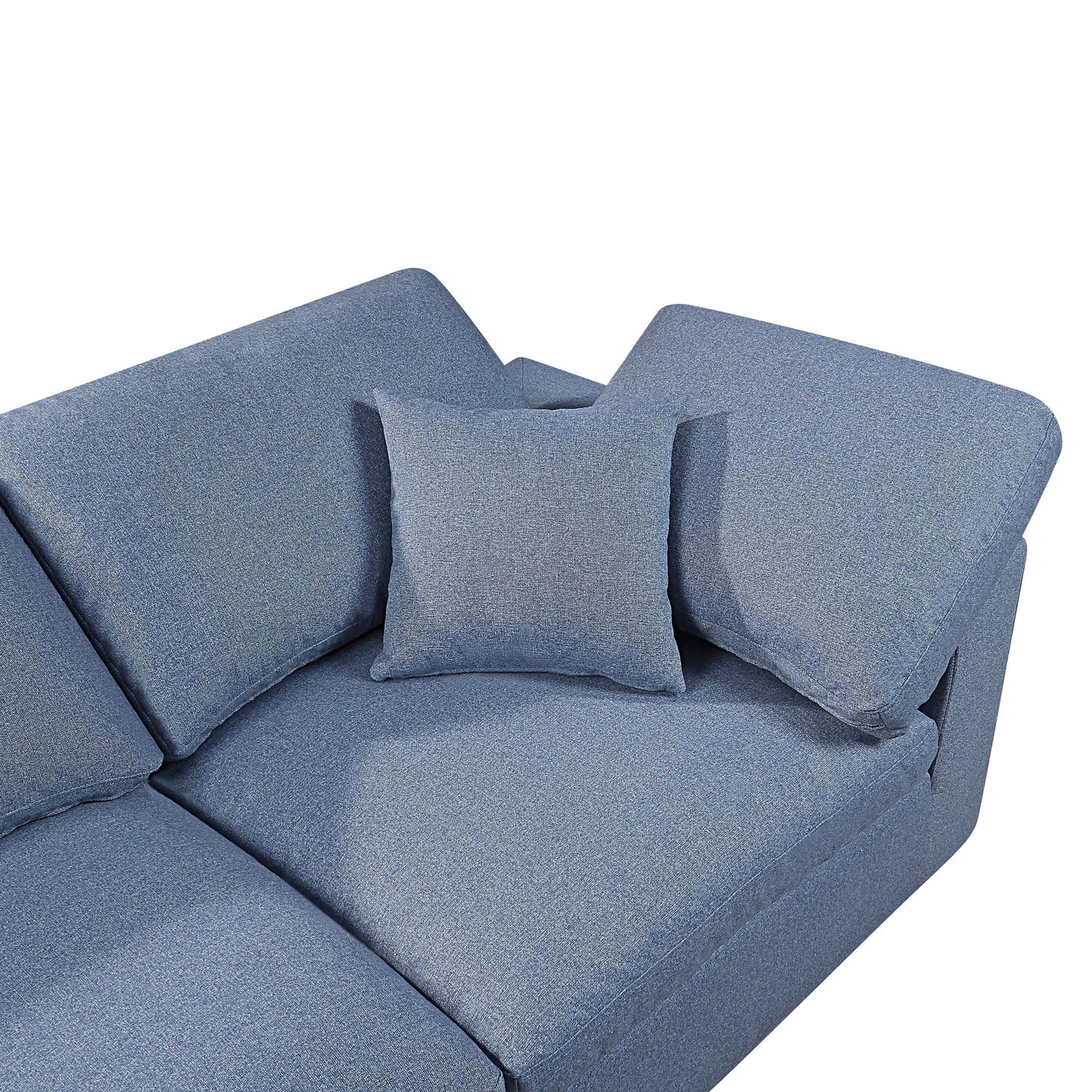 Linen 4-Seat Modular Sectional Sofa with Pillows