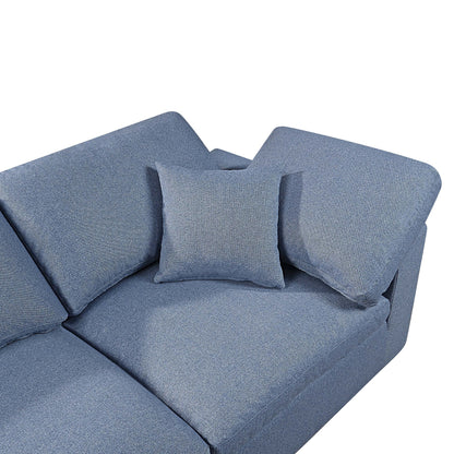 Linen 4-Seat Modular Sectional Sofa with Pillows