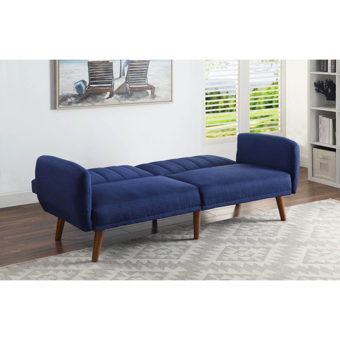 Linen Convertible Loveseat Sofa Bed with Wood Legs