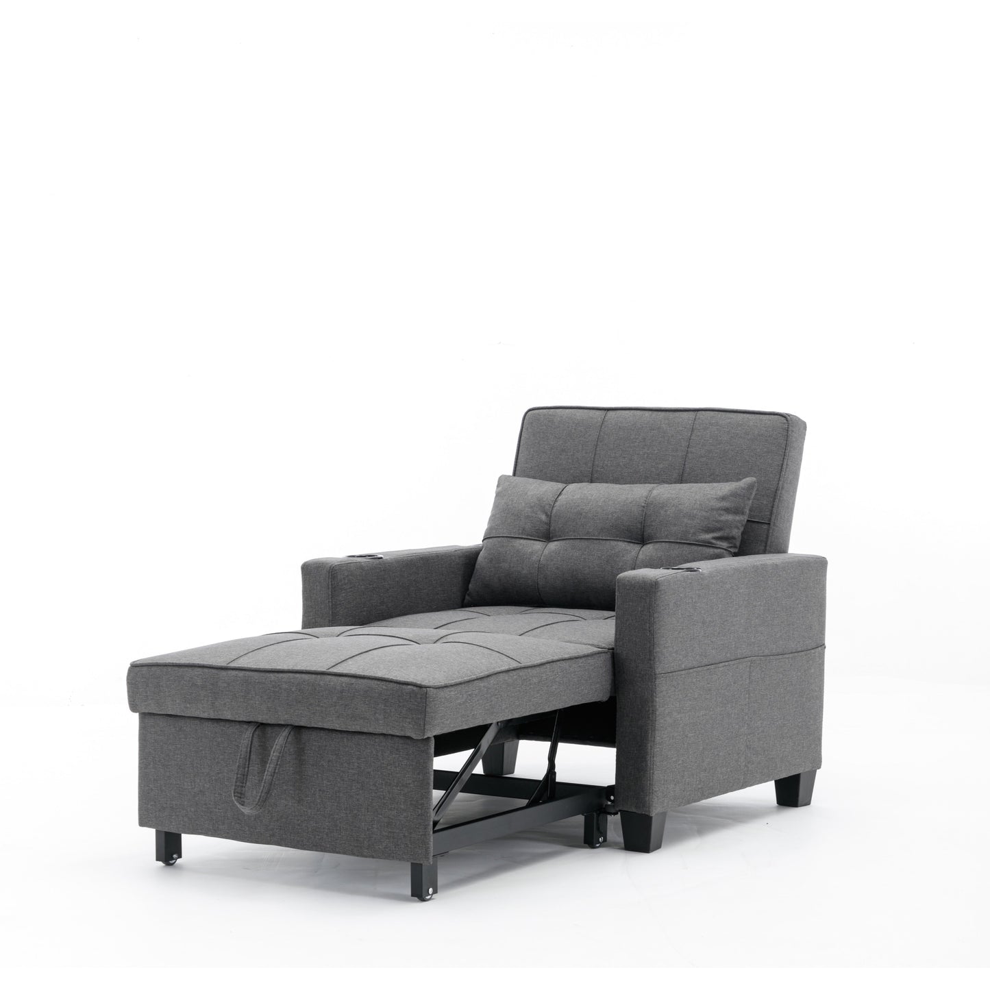 Linen Convertible Sofa Bed with USB Ports